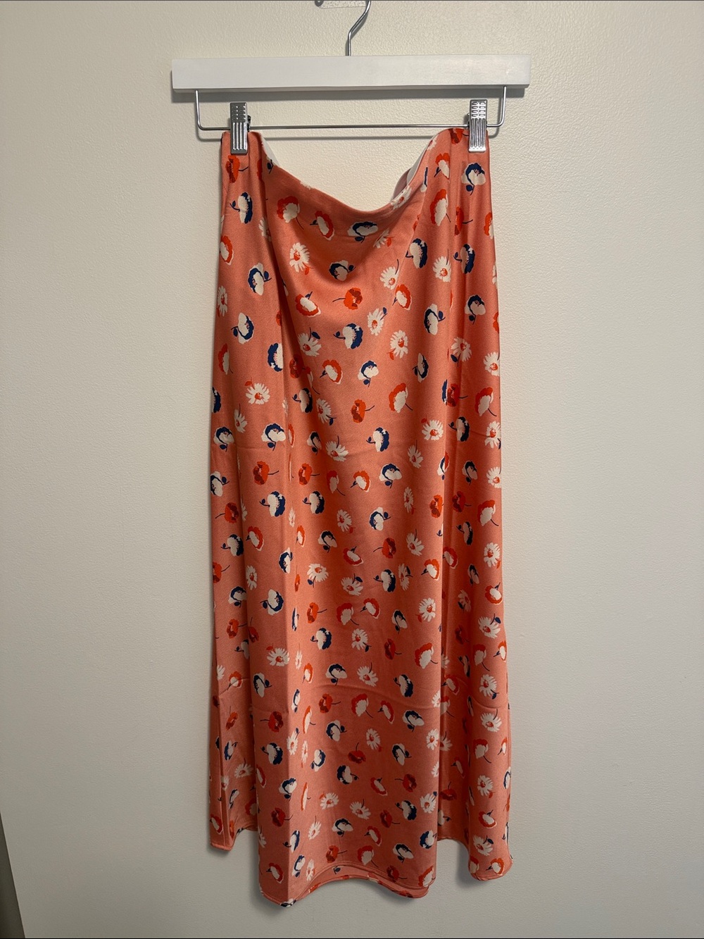 LOFT Coral Floral Bias-Cut Maxi Skirt